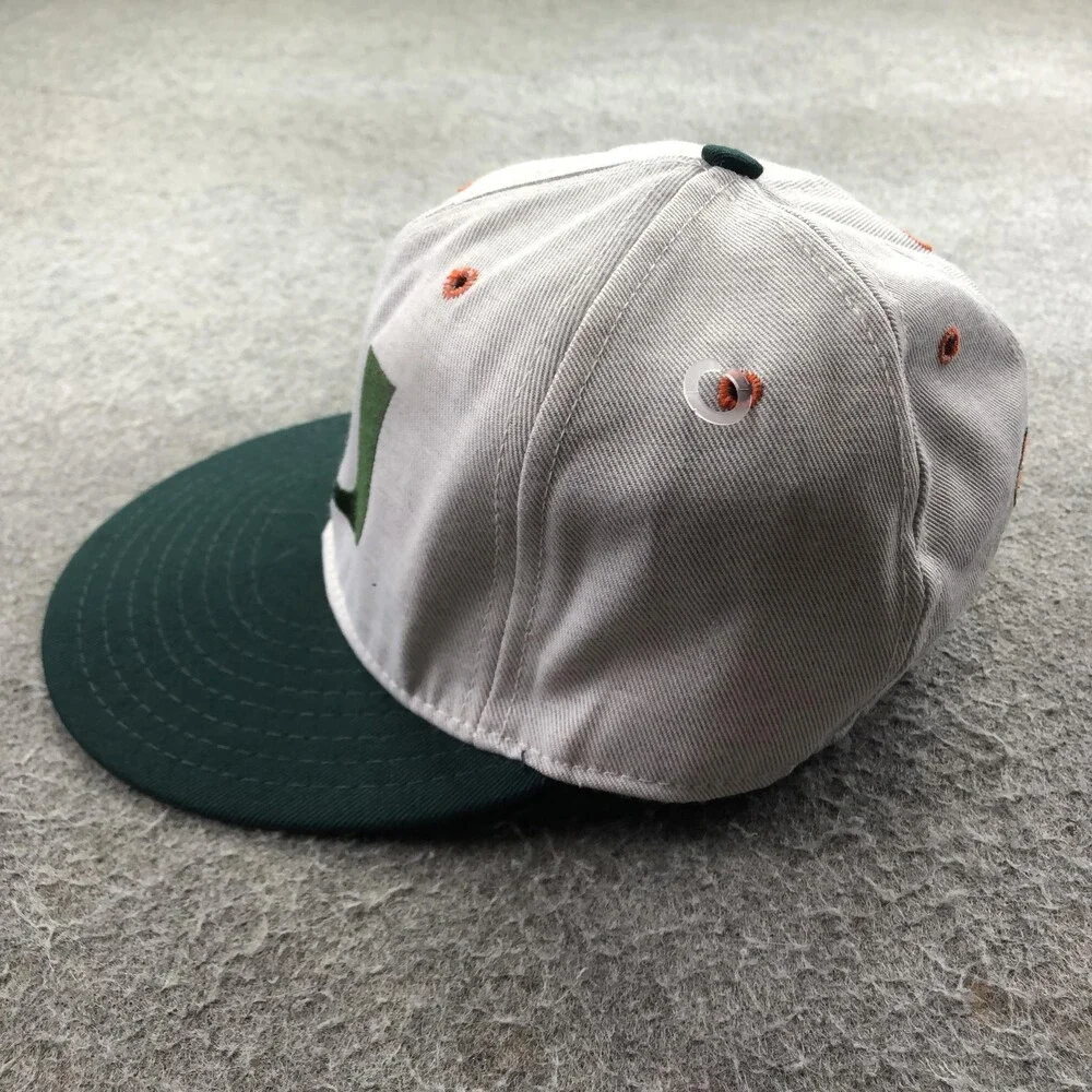 Vintage Miami Hurricanes Hat Cap Fitted Mens 6 7/8 Gray Green NCAA Football